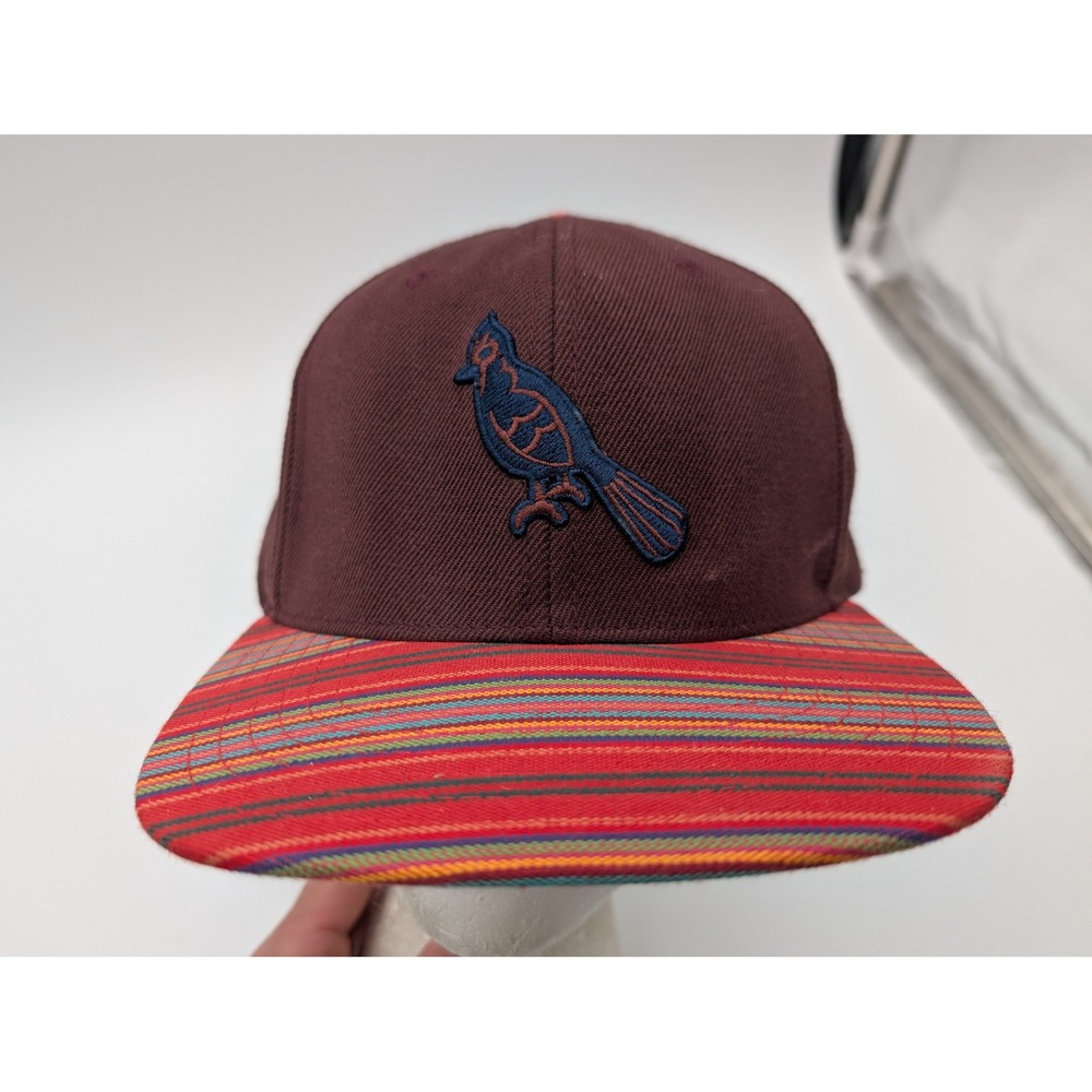American Needle St Louis Cardinals Cooperstown Hat Maroon Striped Brim Strapback